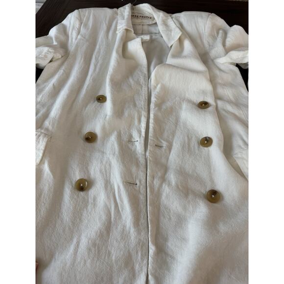 Free People White Linen Blazer White Double Breasted Short Trench Olivia - Picture 10 of 14